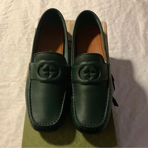 Gucci Men's Dark Green Slip-On Loafers